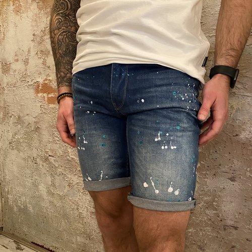 Purewhite Short The Steve blue splatter