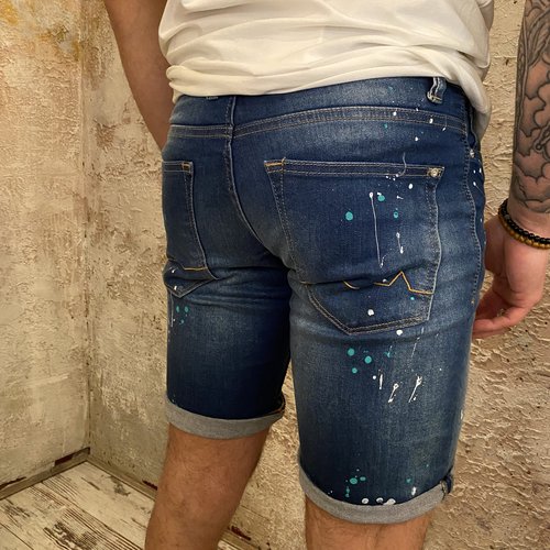 Purewhite Short The Steve blue splatter