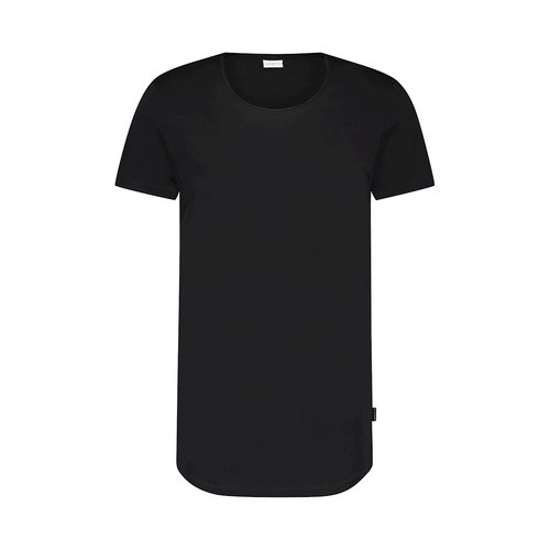 Purewhite long U neck tshirt black