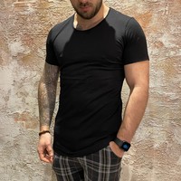 long U neck tshirt black