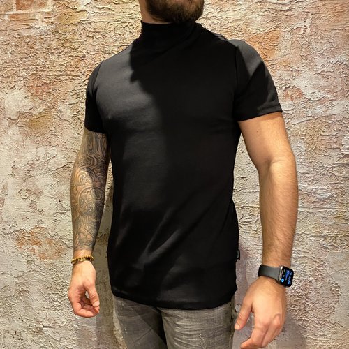 Purewhite Col Korte Mouw Black Purewhite Col Korte Mouw Black