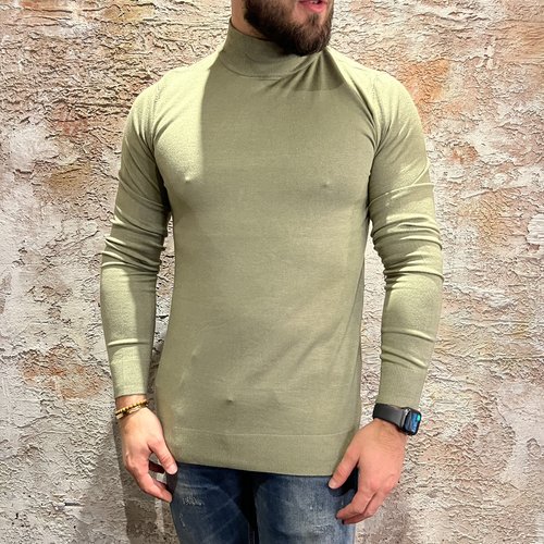 Purewhite Mockneck LS Army