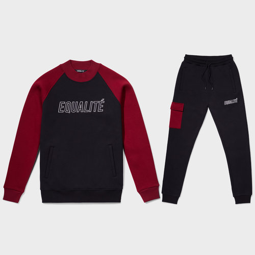 Equalité Jessie Polyester Tracksuit Black&Burgundy