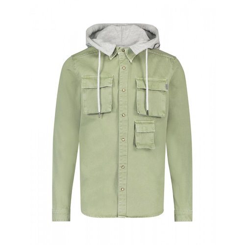 Purewhite Overshirt green capuchon