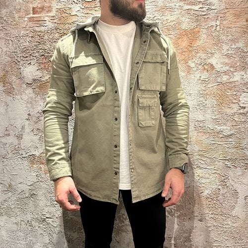 Purewhite Overshirt green capuchon