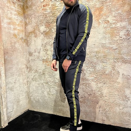 My Brand Tape Track Suit Navy Neon Yellow