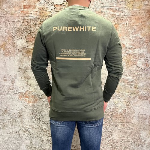 Purewhite Sweater Back Text Army green Purewhite Sweater Back Text Army green