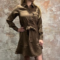 Belted Mini Dress Brown