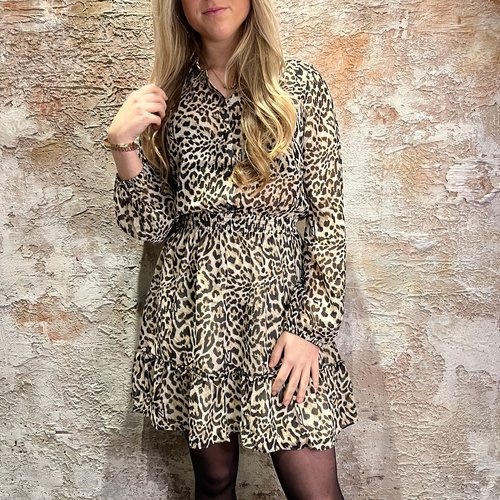 Nikkie Snow Leopard dress Cream Black