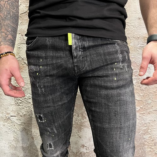 My Brand Black Distressed Neon Yellow