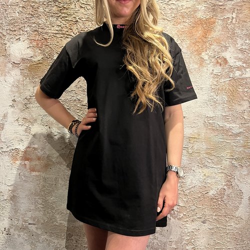 Quotrell Miami T-shirt Dress Black Fuchsia