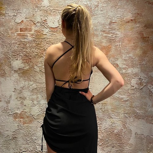 LA Sisters Open Back Strappy Dress Black