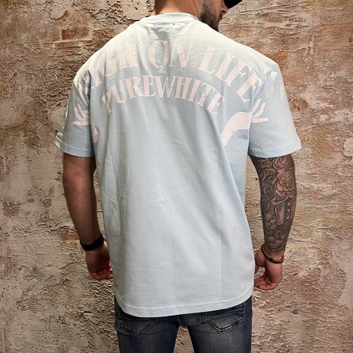 Purewhite T-shirt With back Print Lt Blue