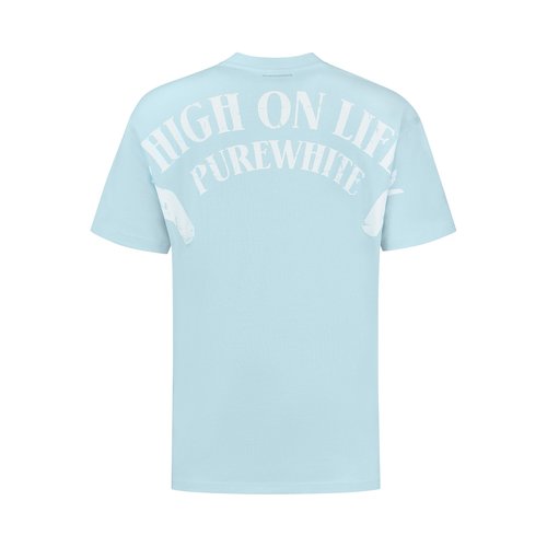 Purewhite T-shirt With back Print Lt Blue