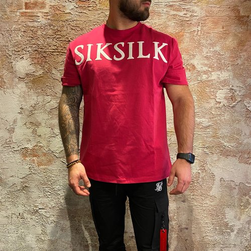 SikSilk Pink Shoulder Relaxed Fit T-Shirt