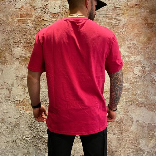 SikSilk Pink Shoulder Relaxed Fit T-Shirt