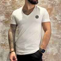 T-shirt Badge V-hals White