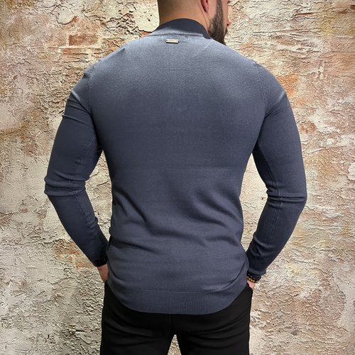 Purewhite Pullover Half Zip Blue Grey