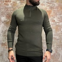 Knit Half Zip Army Green