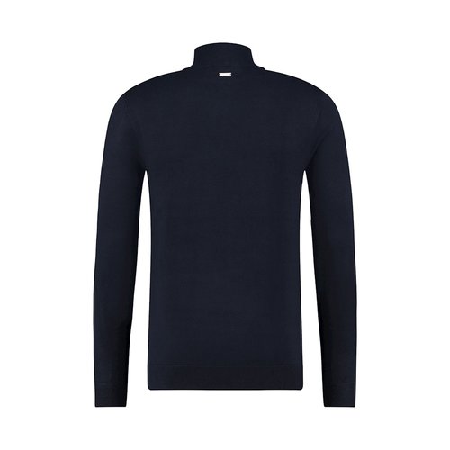 Purewhite Mockneck LS Navy