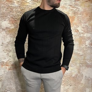 Radical Knit T-shirt Piping LS Black