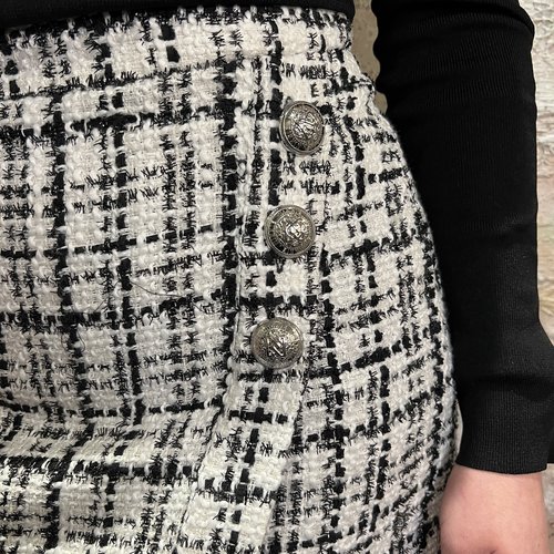 Nikkie Nena Tweed Skirt Black Star White