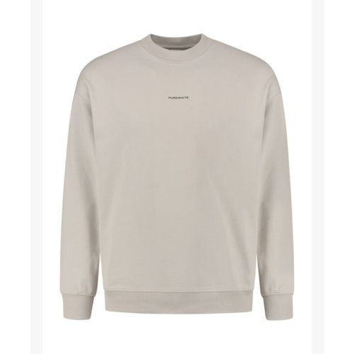 Purewhite Crewneck with small logo on chest Sand