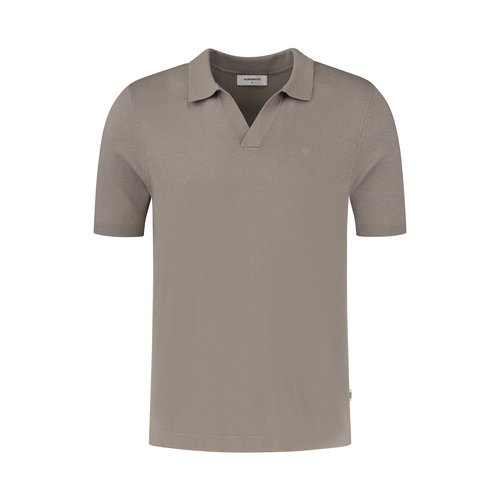 Purewhite Polo Kraag Breisel Taupe