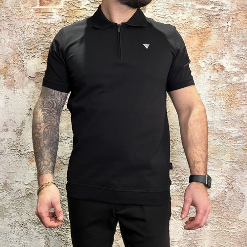 Purewhite Zip Polo Black