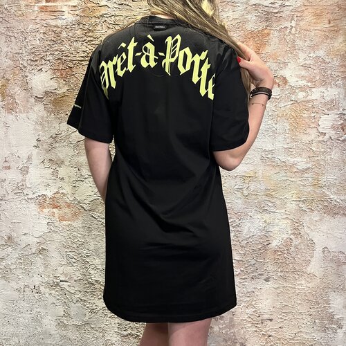 Quotrell Miami T-shirt Dress Black / Neon Yellow