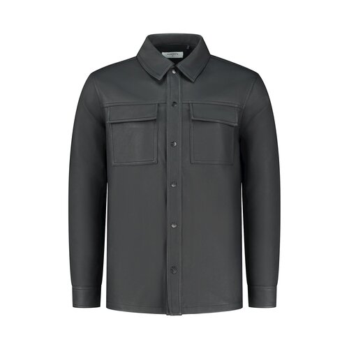 Purewhite Leather Look Overshirt Black 23030210