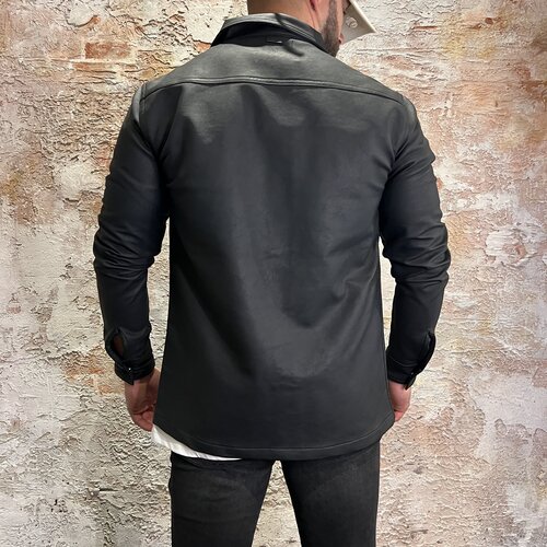 Purewhite Leather Look Overshirt Black 23030210