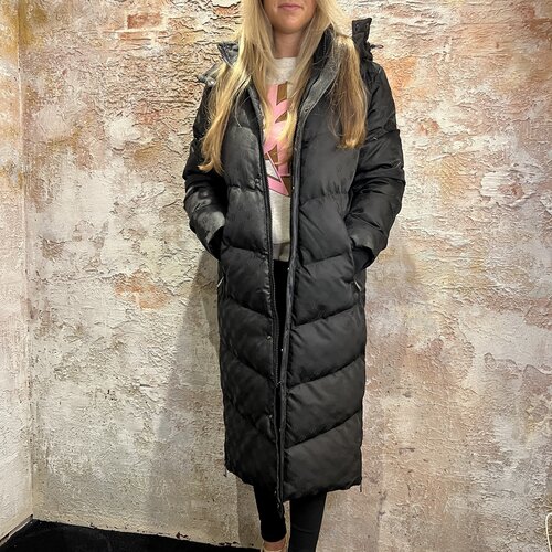 Malelions Women Monogram Long Puffer Jacket Black Malelions Women Monogram Long Puffer Jacket Black