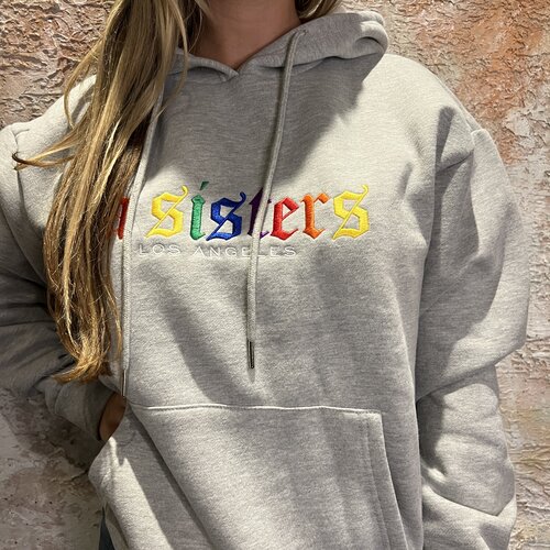 LA Sisters Rainbow Hoodie Grijs