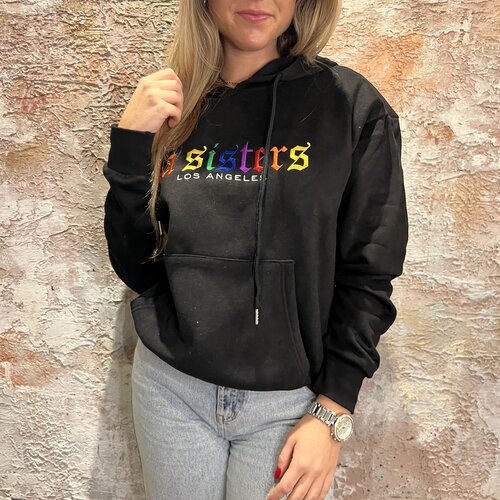 LA Sisters Rainbow Hoodie Zwart