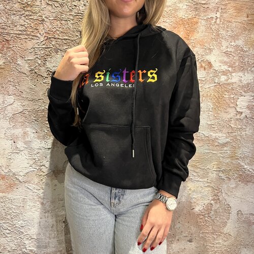 LA Sisters Rainbow Hoodie Zwart