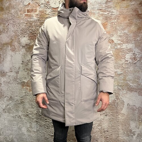 Purewhite Long  Parka With Pockets Taupe