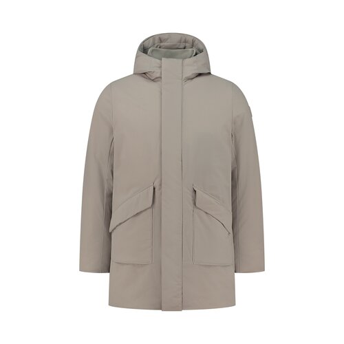 Purewhite Long  Parka With Pockets Taupe