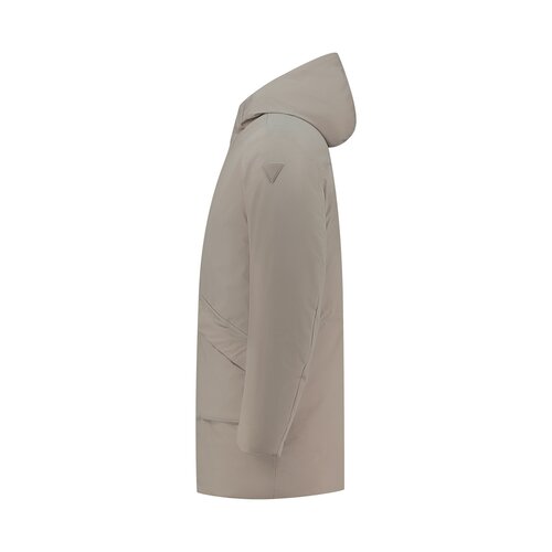 Purewhite Long  Parka With Pockets Taupe