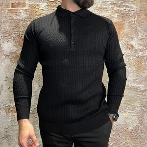 Radical Knitwear Polo Black LS