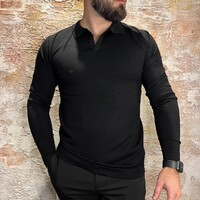 Knitwear Polo Buttonless Black