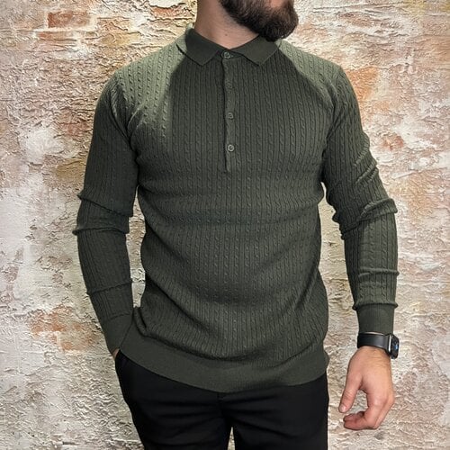 Radical Knitwear Polo Green LS