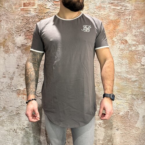 SikSilk Ringer Gym Tee Grey