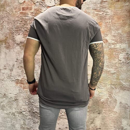 SikSilk Ringer Gym Tee Grey