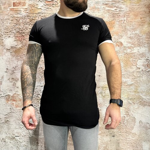 SikSilk Inset Gym Tee Black White