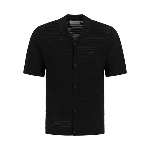 Pure-Path Horizontal Striped Knitwear Shirt Black