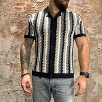 Striped Knitwear Shirt Navy