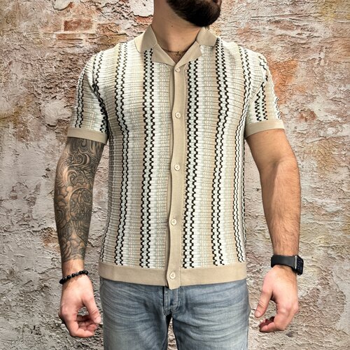 Pure-Path Striped Knitwear Shirt Sand