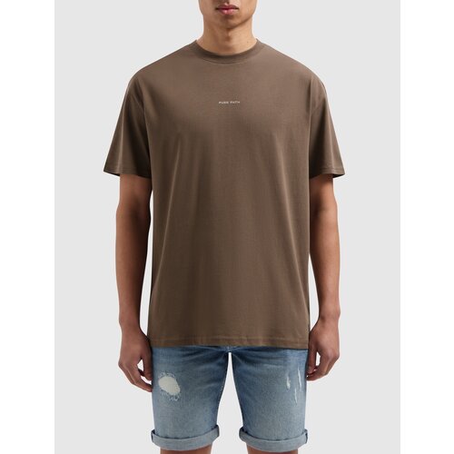Pure-Path Brushstroke Initial T-shirt Brown