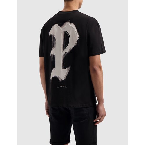 Pure-Path Brushstroke Initial T-shirt Black
